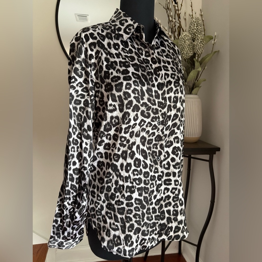 The Kooples Womens Leopard Print Women's Top *100% Silk* Size Small New W/ Tags
